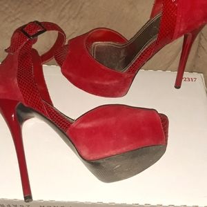 Bakers Red stiletto with ankle strap